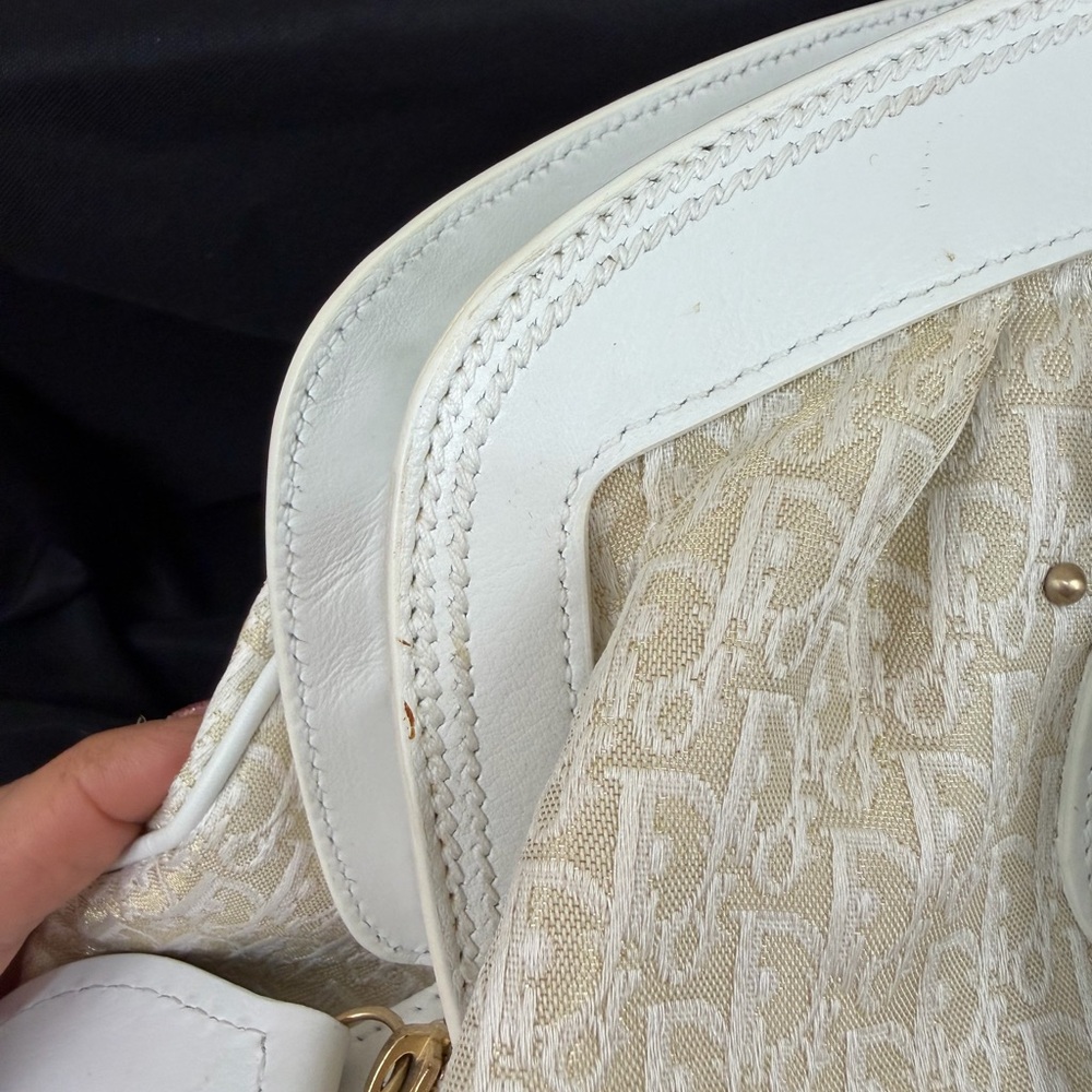 Dior White and Cream Canvas and leather Satchel Bag - Picture 12 of 13